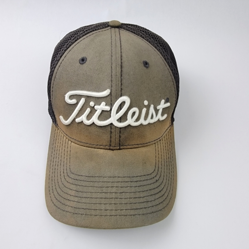 Titleist Pro V1 FootJoy by New Era Mesh Fitted Golf Hat Cap Men's M/L Gray Black